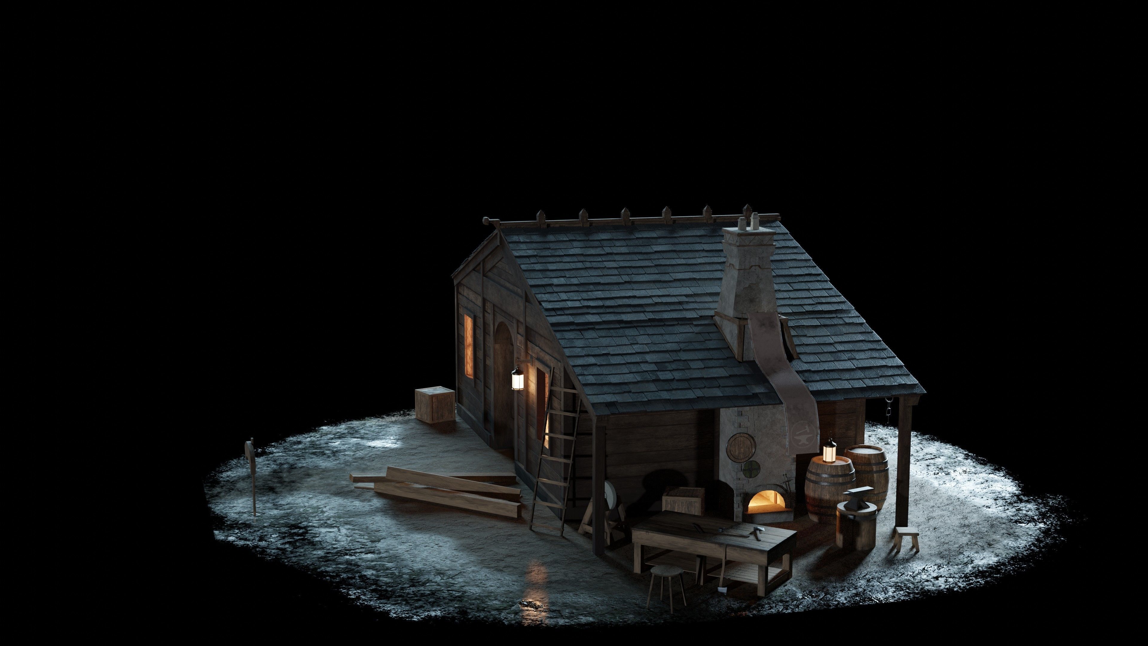 Old Blacksmith House 3D model_7