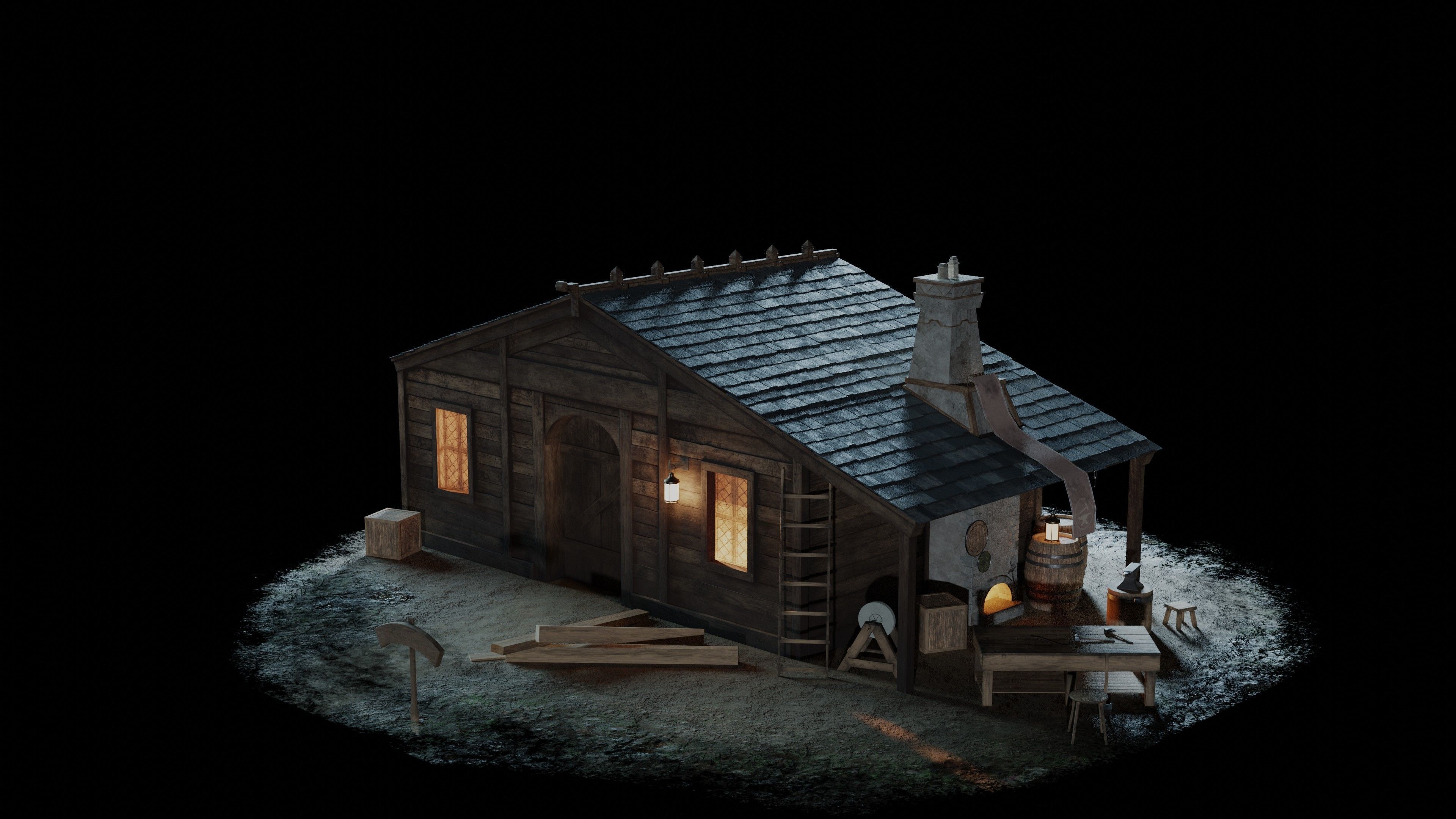 Old Blacksmith House 3D model_5