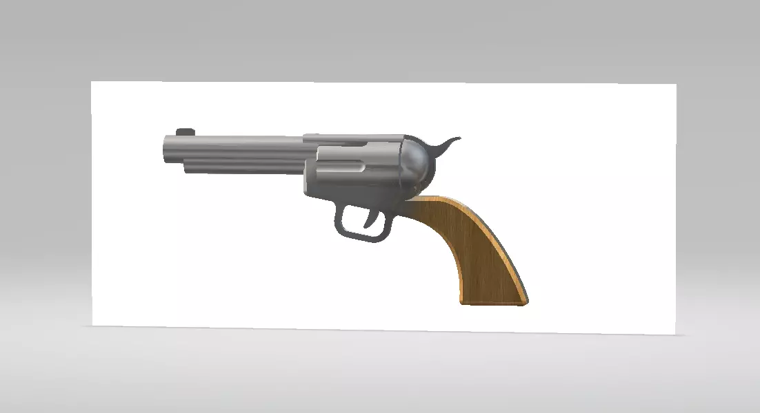 Revolver Low-poly 3D model_0