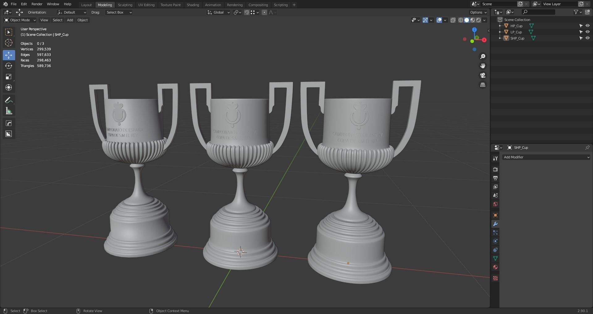 Copa Del Rey Espana Low-poly 3D model_9