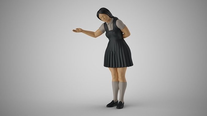 Woman inviting to Enter 3D print model