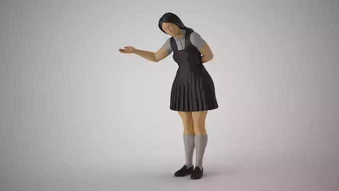 Woman inviting to Enter 3D print model