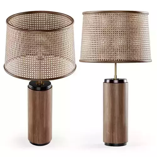 Wooden rattan table lamp