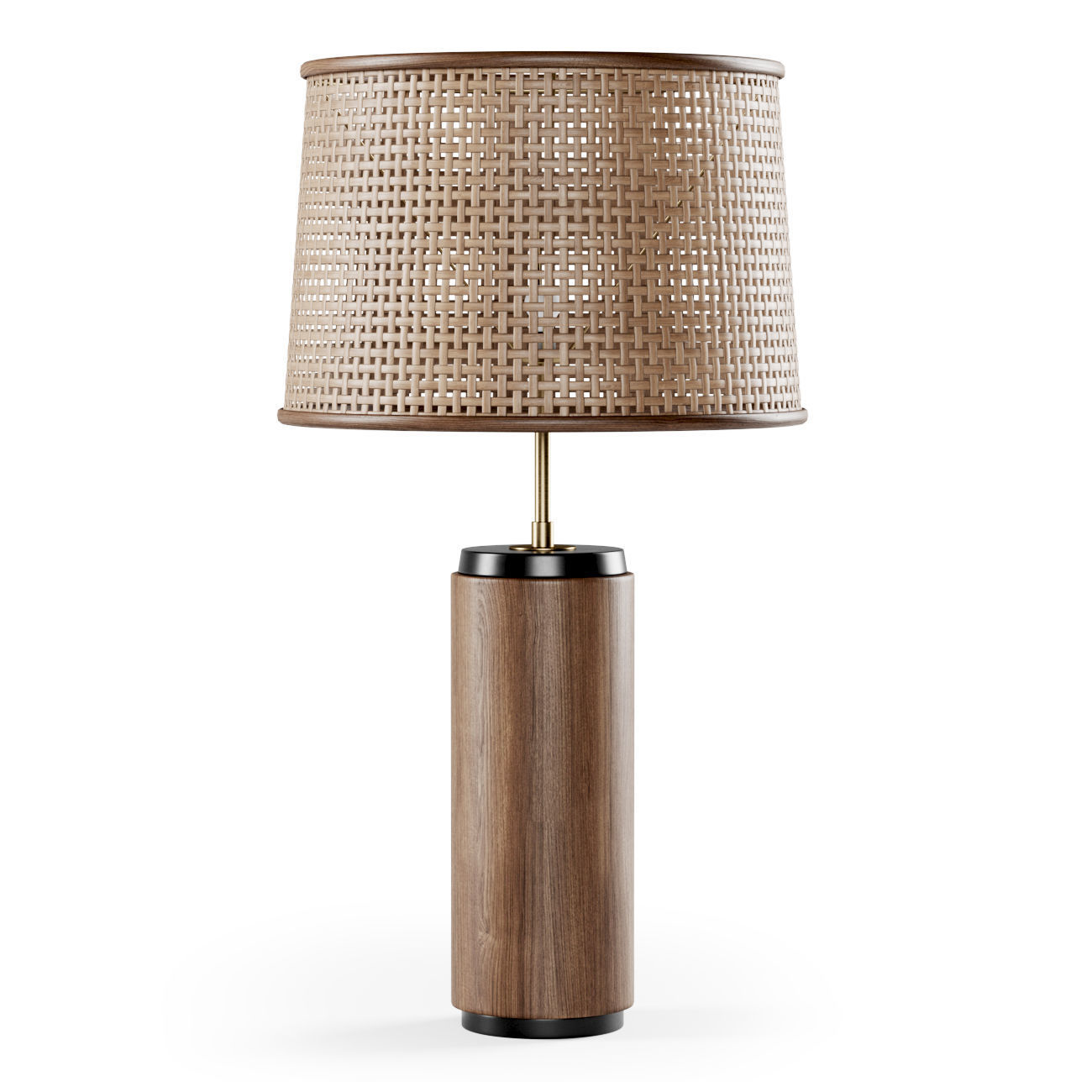 Wooden rattan table lamp 3D model_1