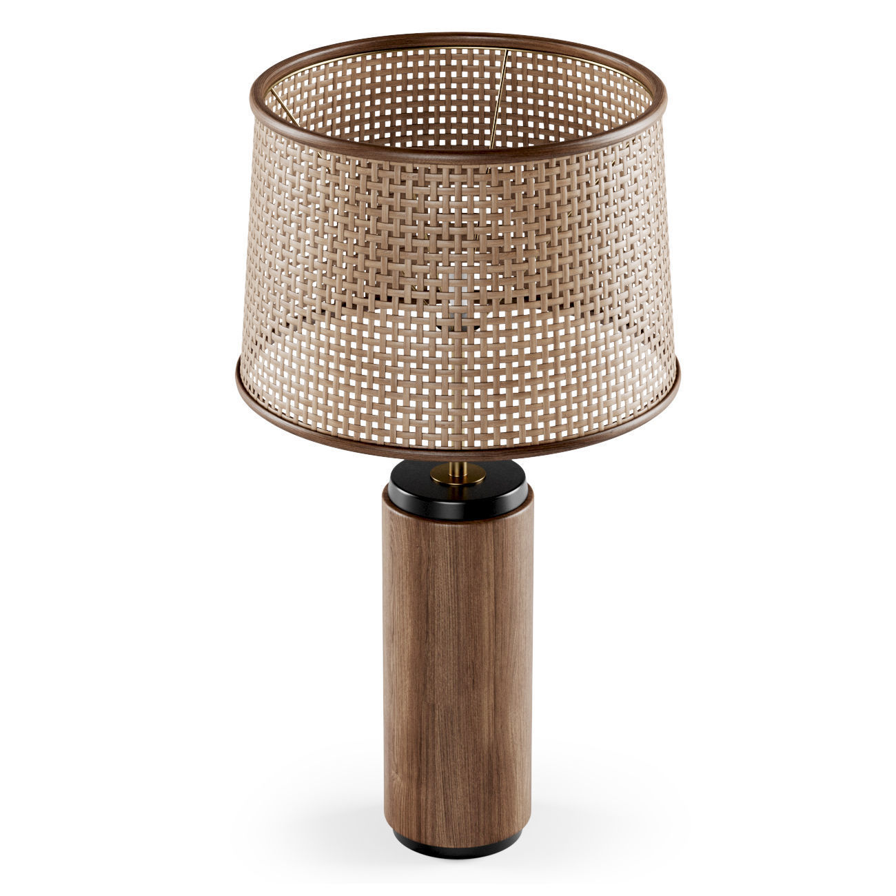 Wooden rattan table lamp 3D model_2
