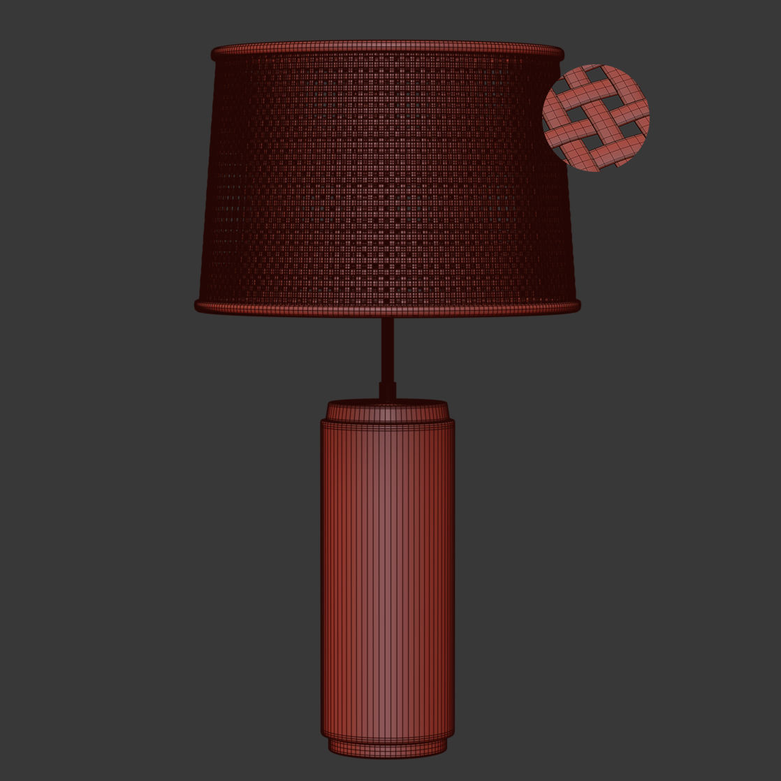 Wooden rattan table lamp 3D model_5