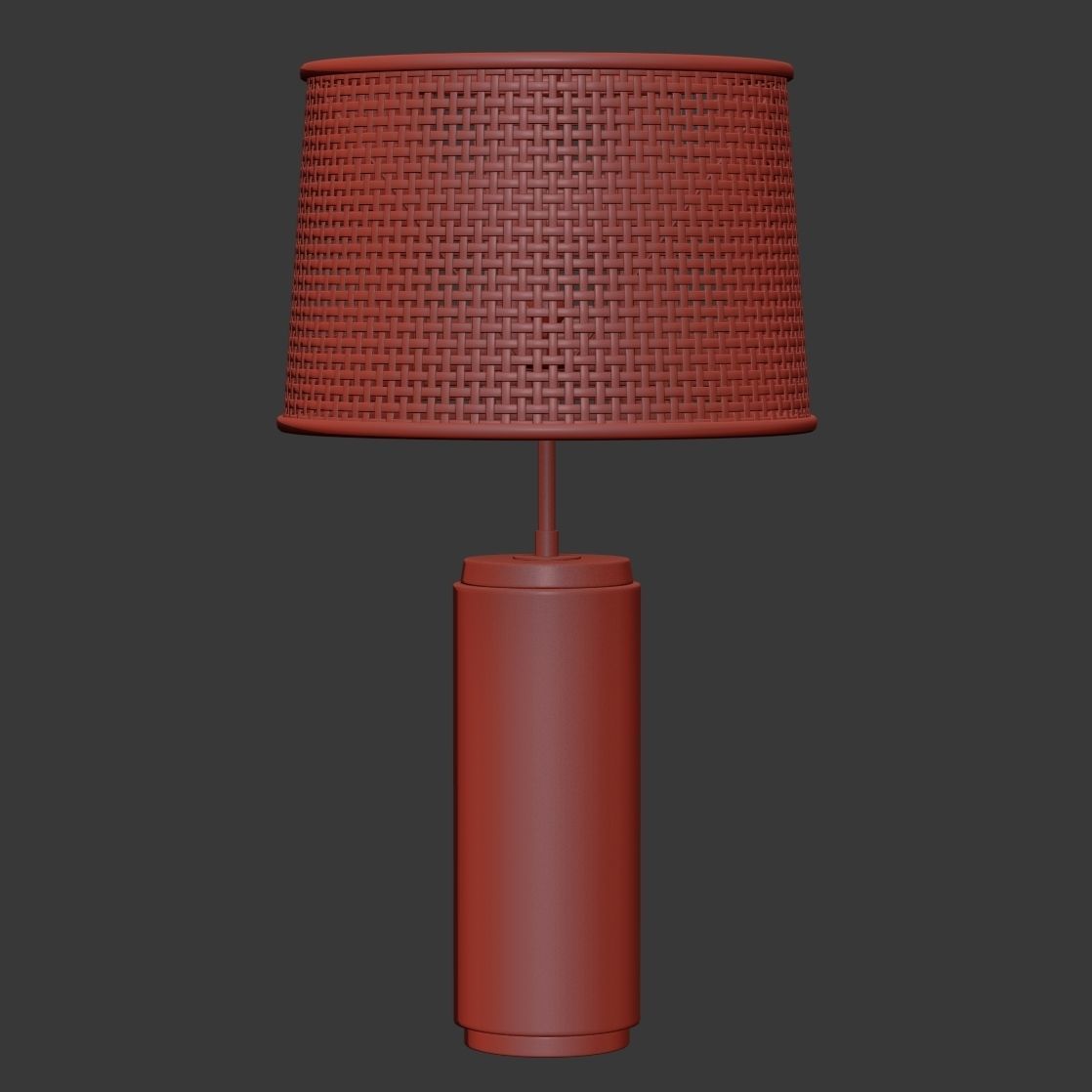 Wooden rattan table lamp 3D model_4
