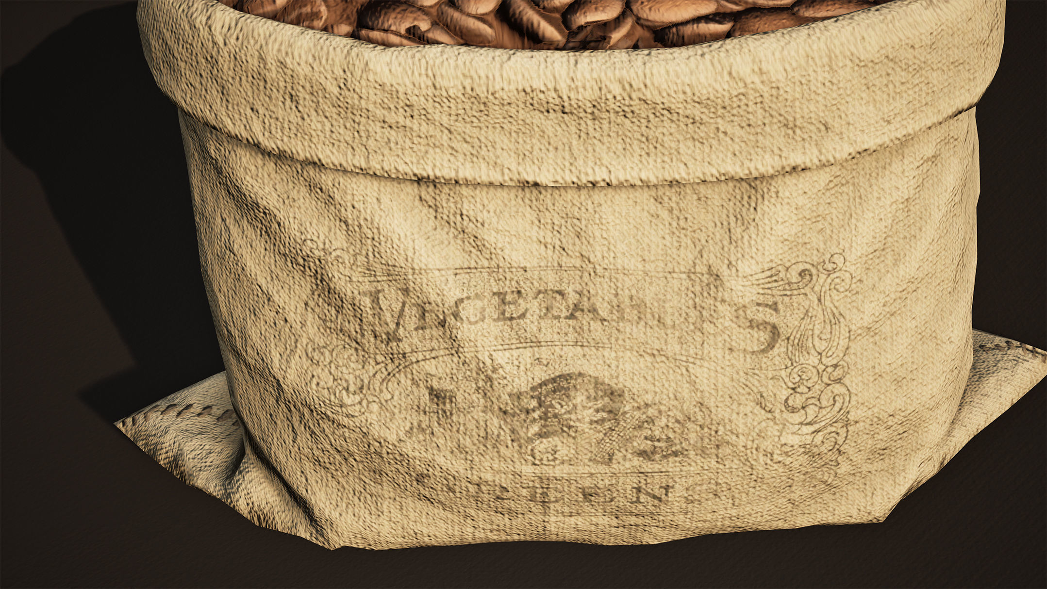 Sack-Bag Game-Ready coffee beans in sack Low-poly 3D model_2