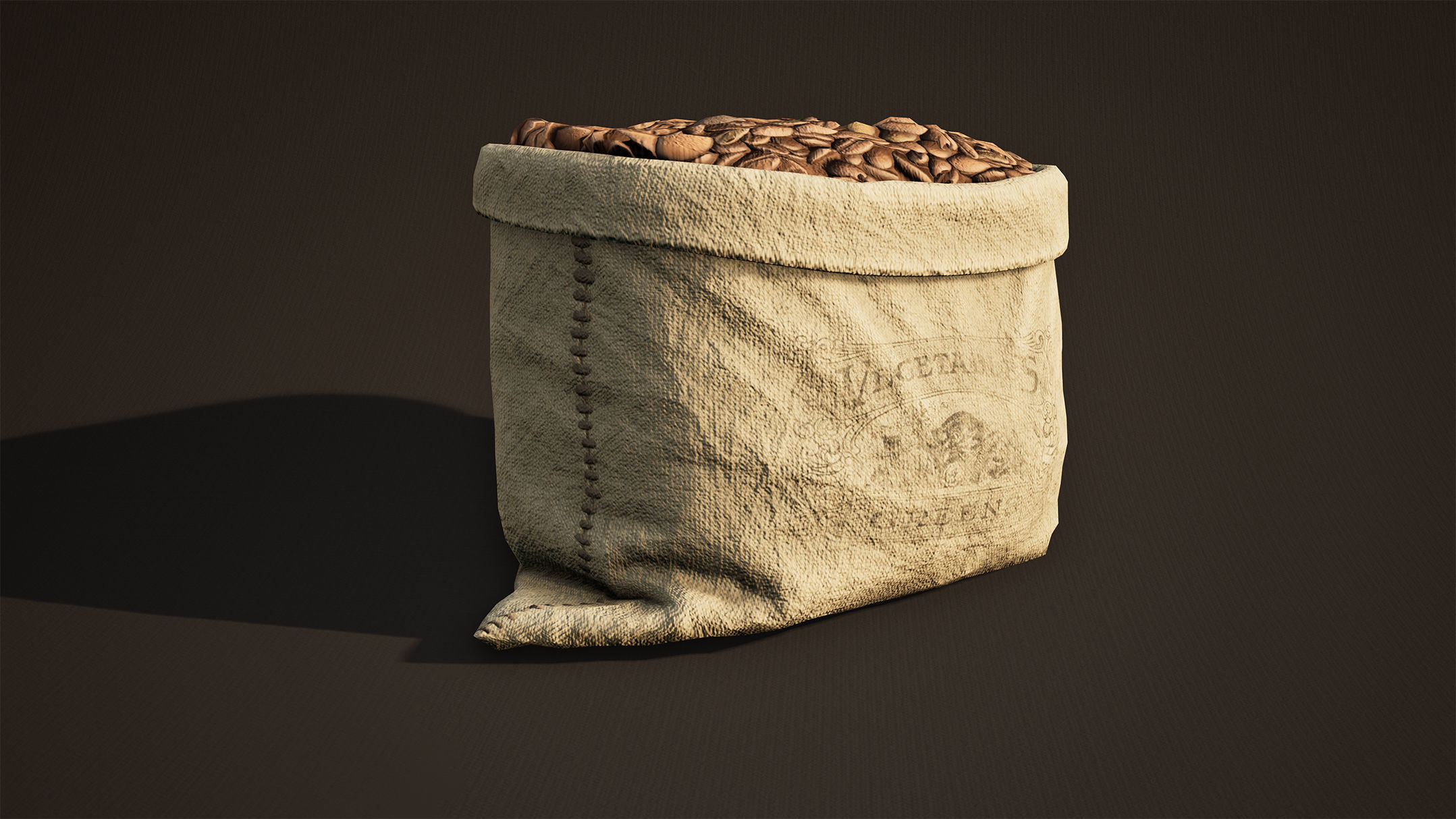 Sack-Bag Game-Ready coffee beans in sack Low-poly 3D model_3