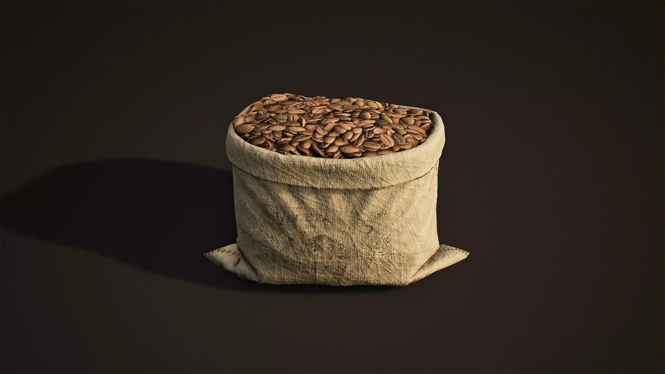 Sack-Bag Game-Ready coffee beans in sack Low-poly 3D model_0