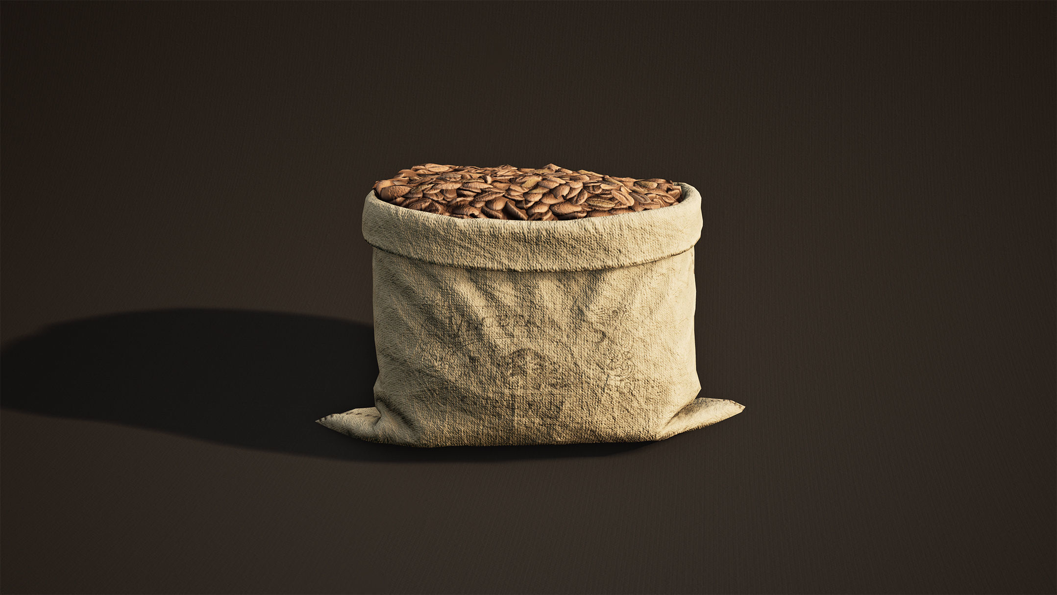 Sack-Bag Game-Ready coffee beans in sack Low-poly 3D model_1
