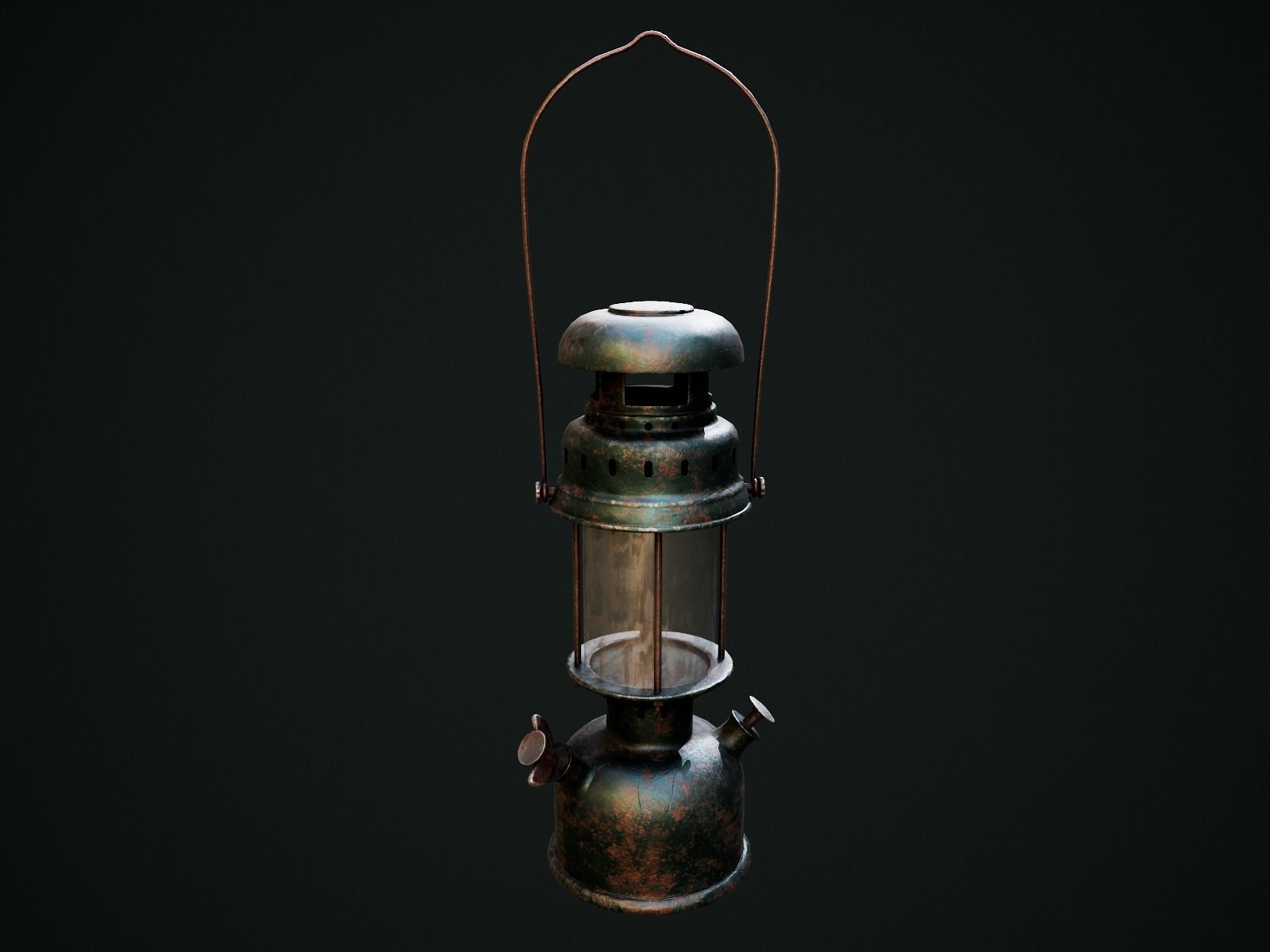 Gas Lamp with 3 textures and 3 LODs - Game Ready Low-poly 3D model_10
