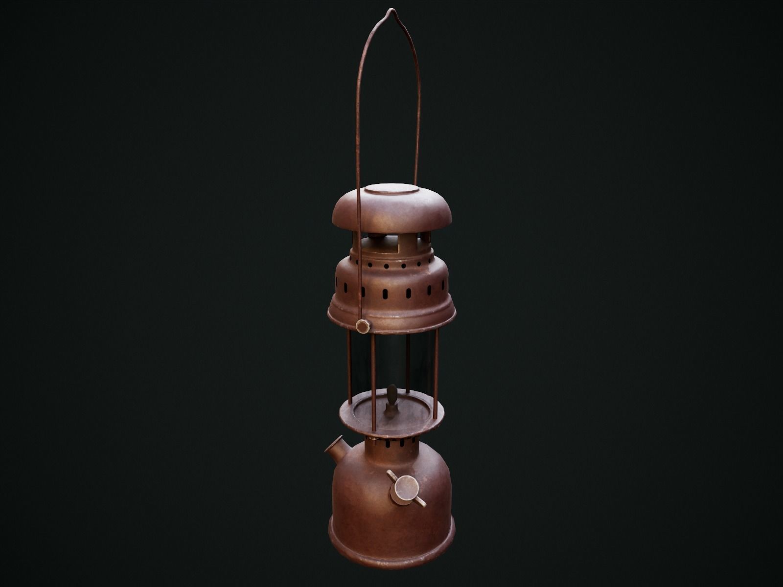 Gas Lamp with 3 textures and 3 LODs - Game Ready Low-poly 3D model_9