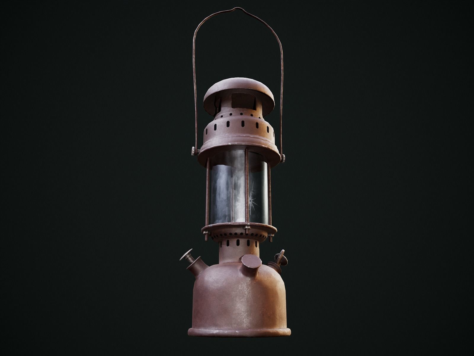 Gas Lamp with 3 textures and 3 LODs - Game Ready Low-poly 3D model_7