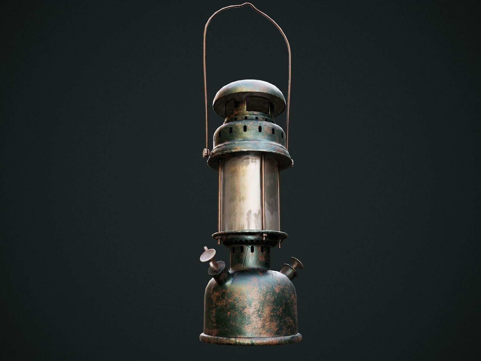 Gas Lamp with 3 textures and 3 LODs - Game Ready Low-poly 3D model_12