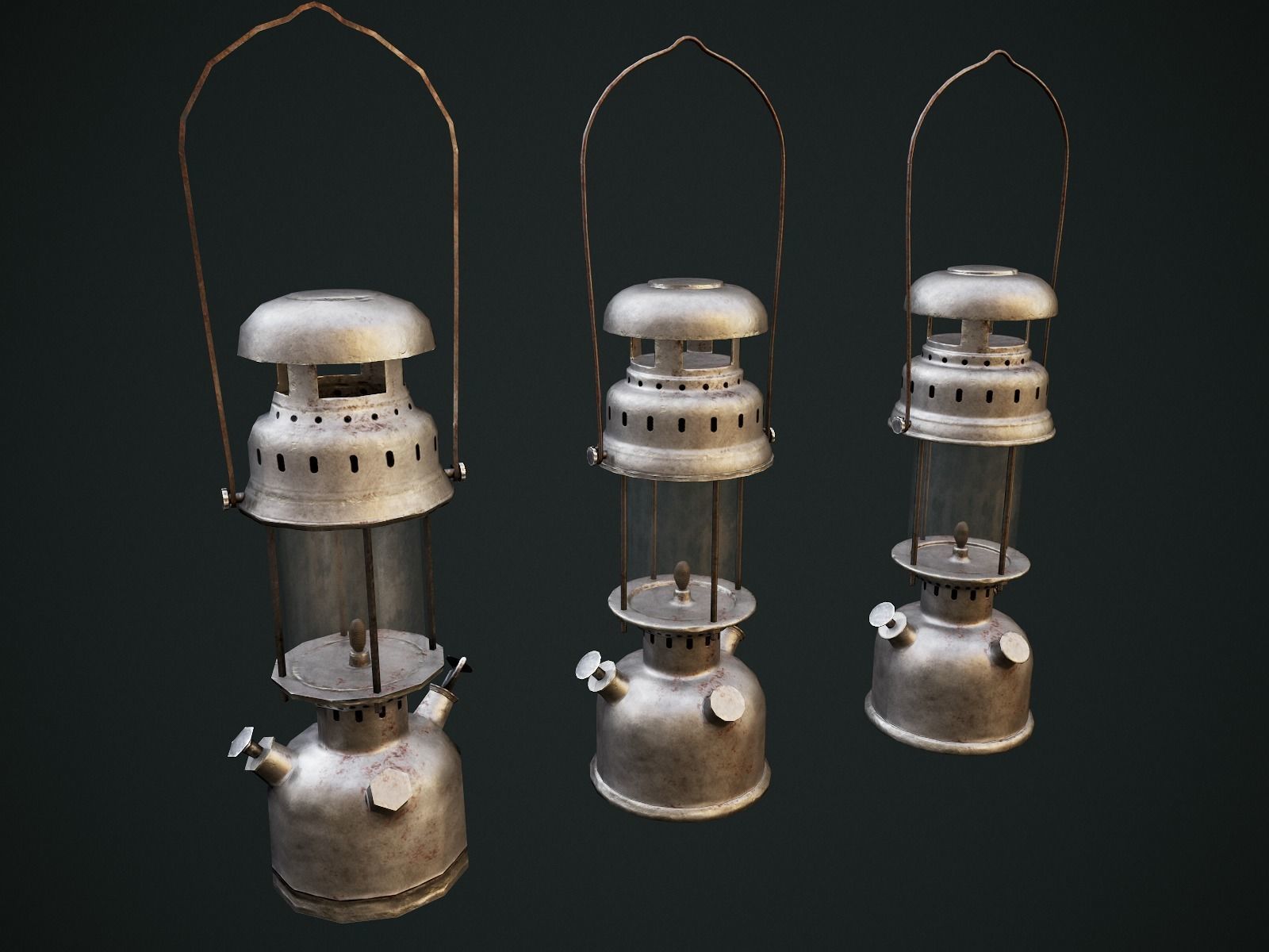 Gas Lamp with 3 textures and 3 LODs - Game Ready Low-poly 3D model_13