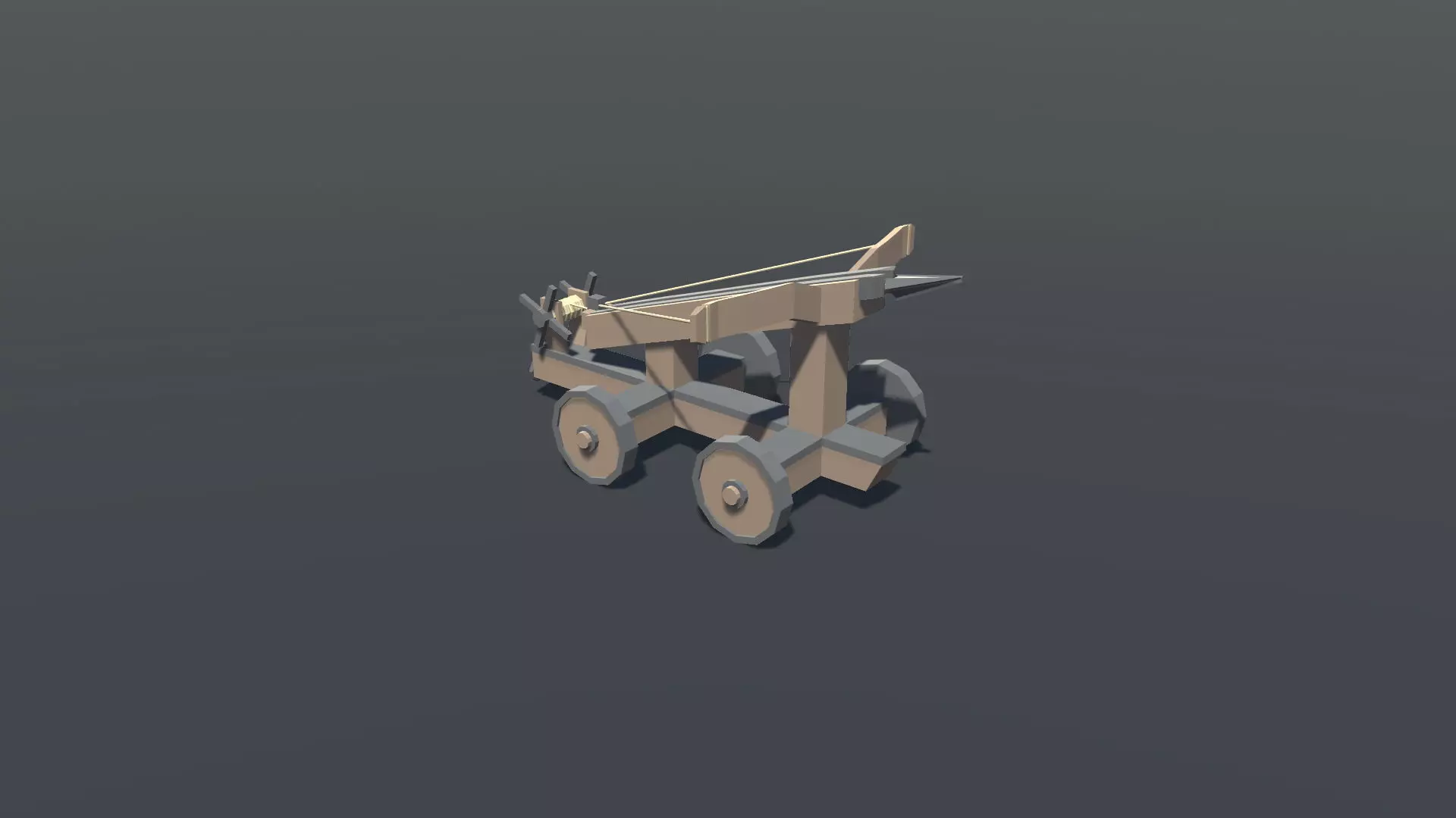 Ballista lowpoly cannon on wheels Low-poly 3D model_0