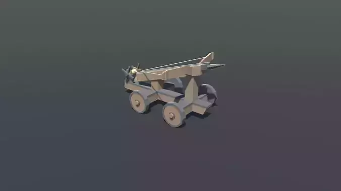 Ballista lowpoly cannon on wheels