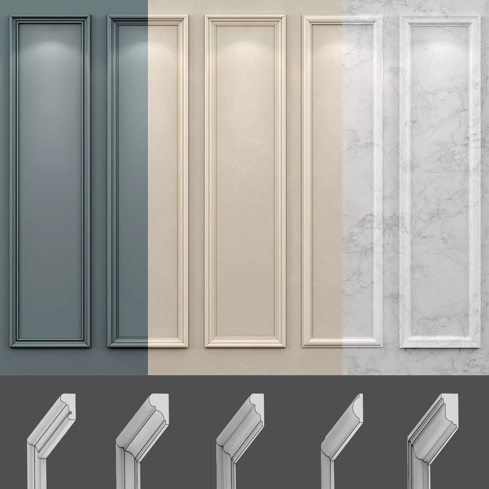 Wall molding 18 Boiserie classic panels 3D model
