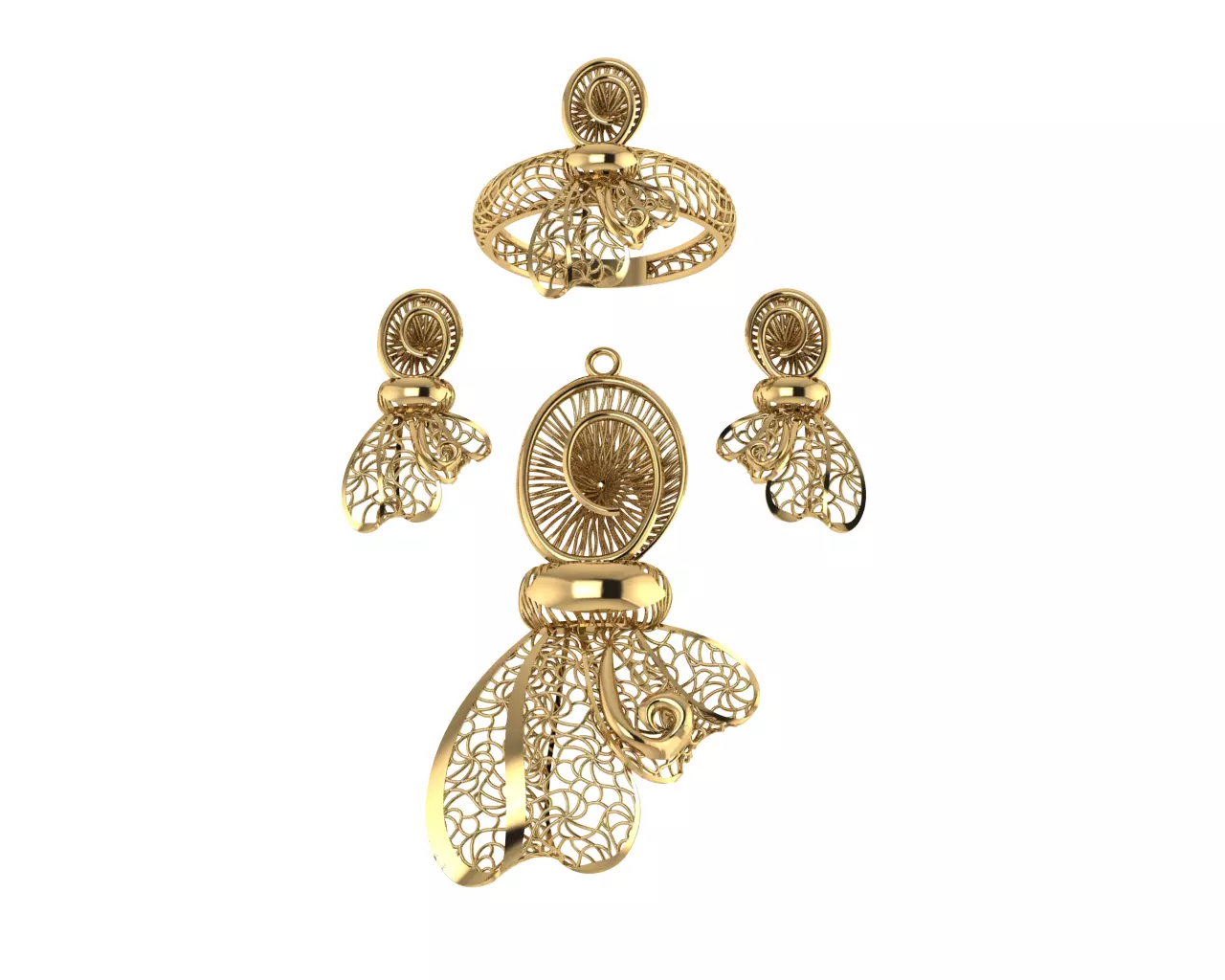 vision set gold plated pendant 3D model_0