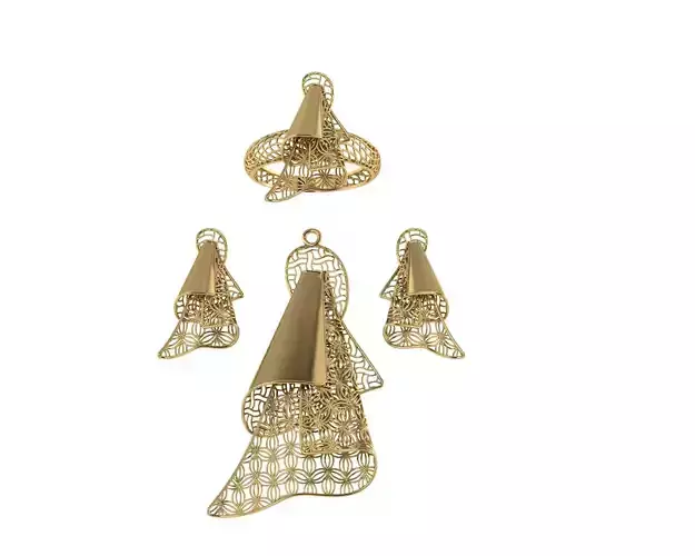 vision set gold plated pendant and earrings