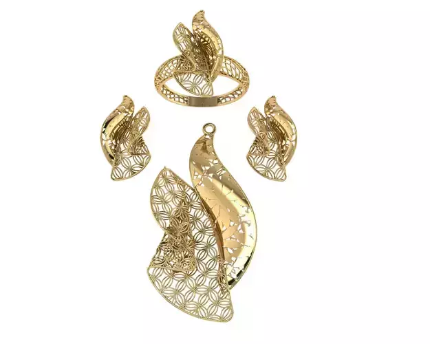 vision set gold plated jewelry with diamonds