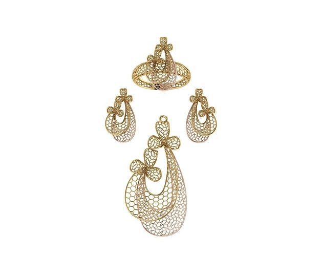 vision set gold filigree earring 3D model