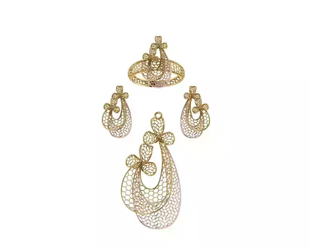 vision set gold filigree earring 3D model