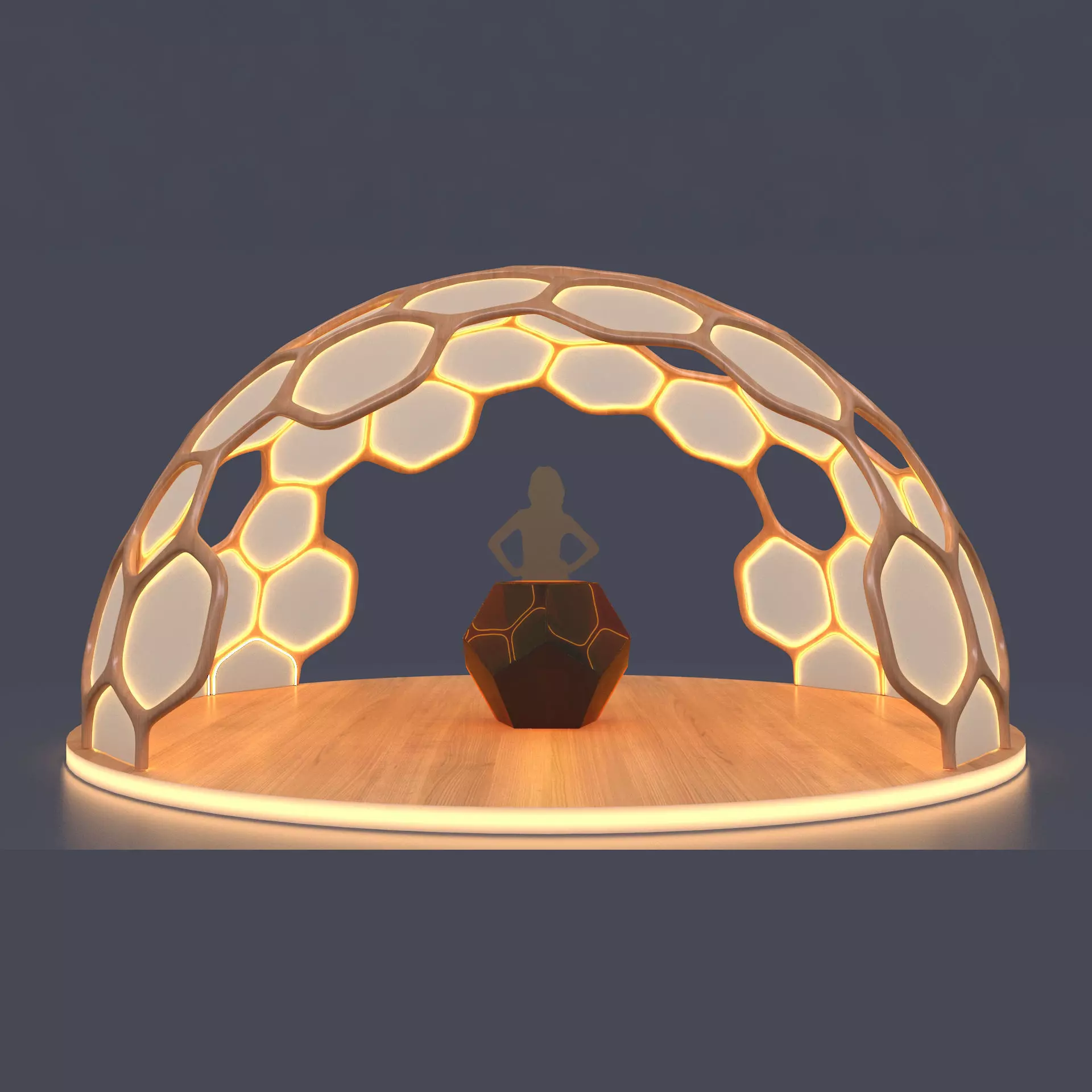 Kiosk hexagonal dome with lights 3D model_0
