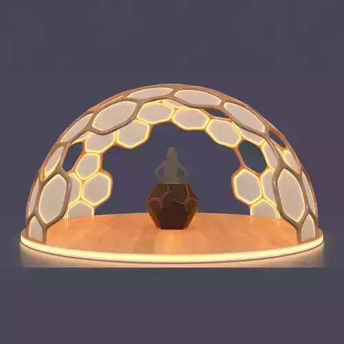 Kiosk hexagonal dome with lights 3D model Kiosk hexagonal dome with lights 3D model