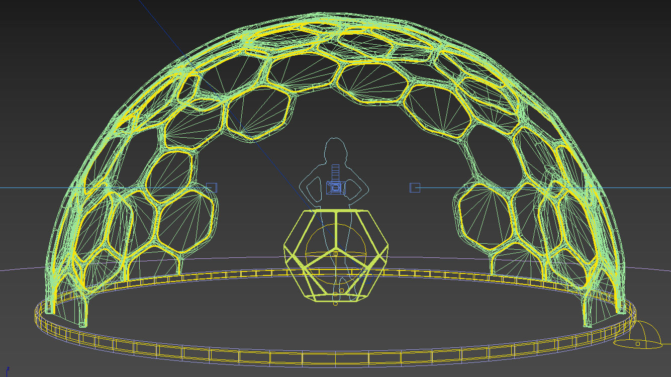 Kiosk hexagonal dome with lights 3D model_5
