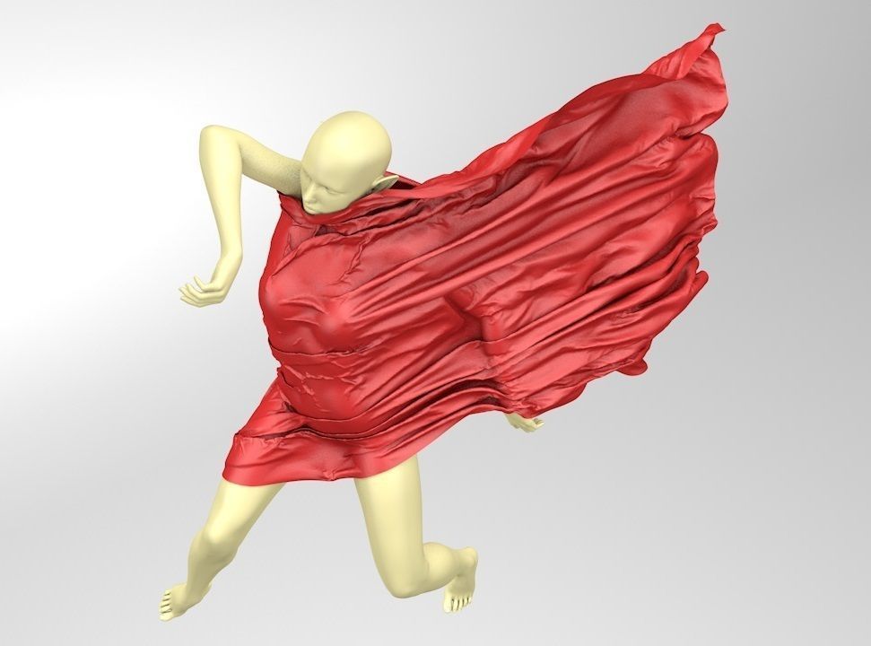 Elf with cape in the wind 3D model_2