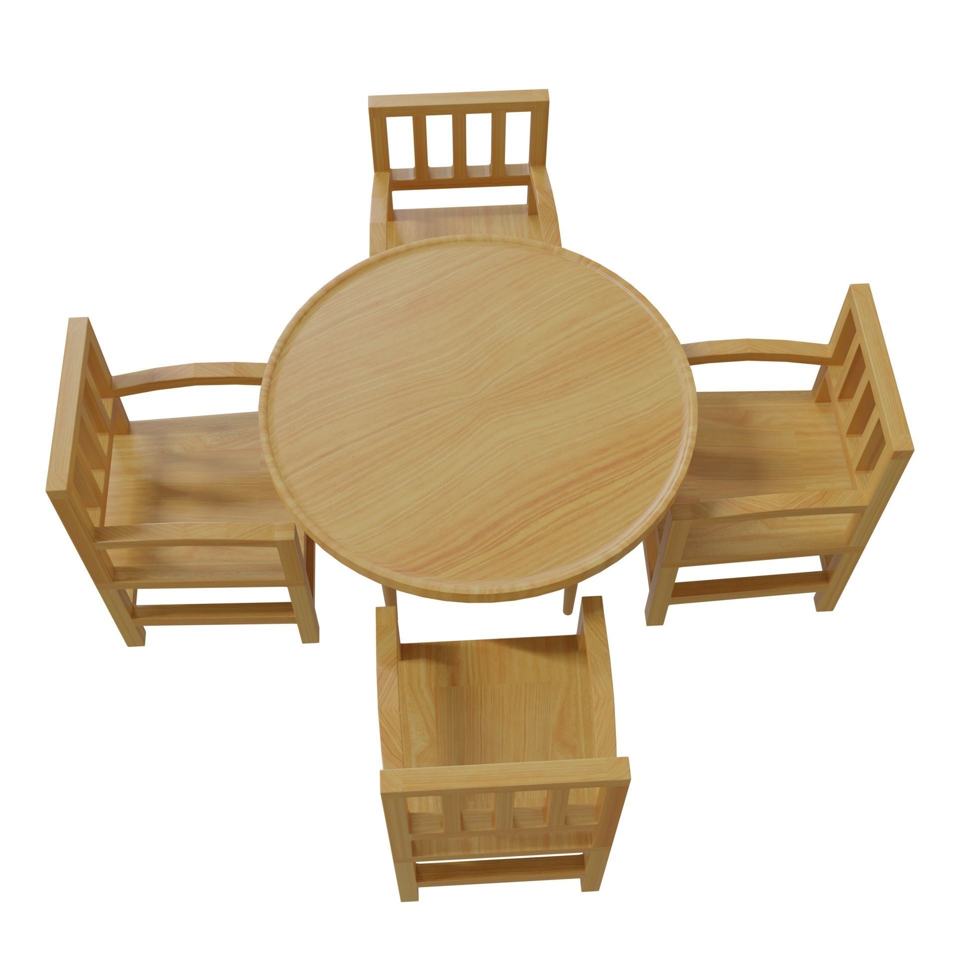 table four chairs and Free low-poly 3D model_2