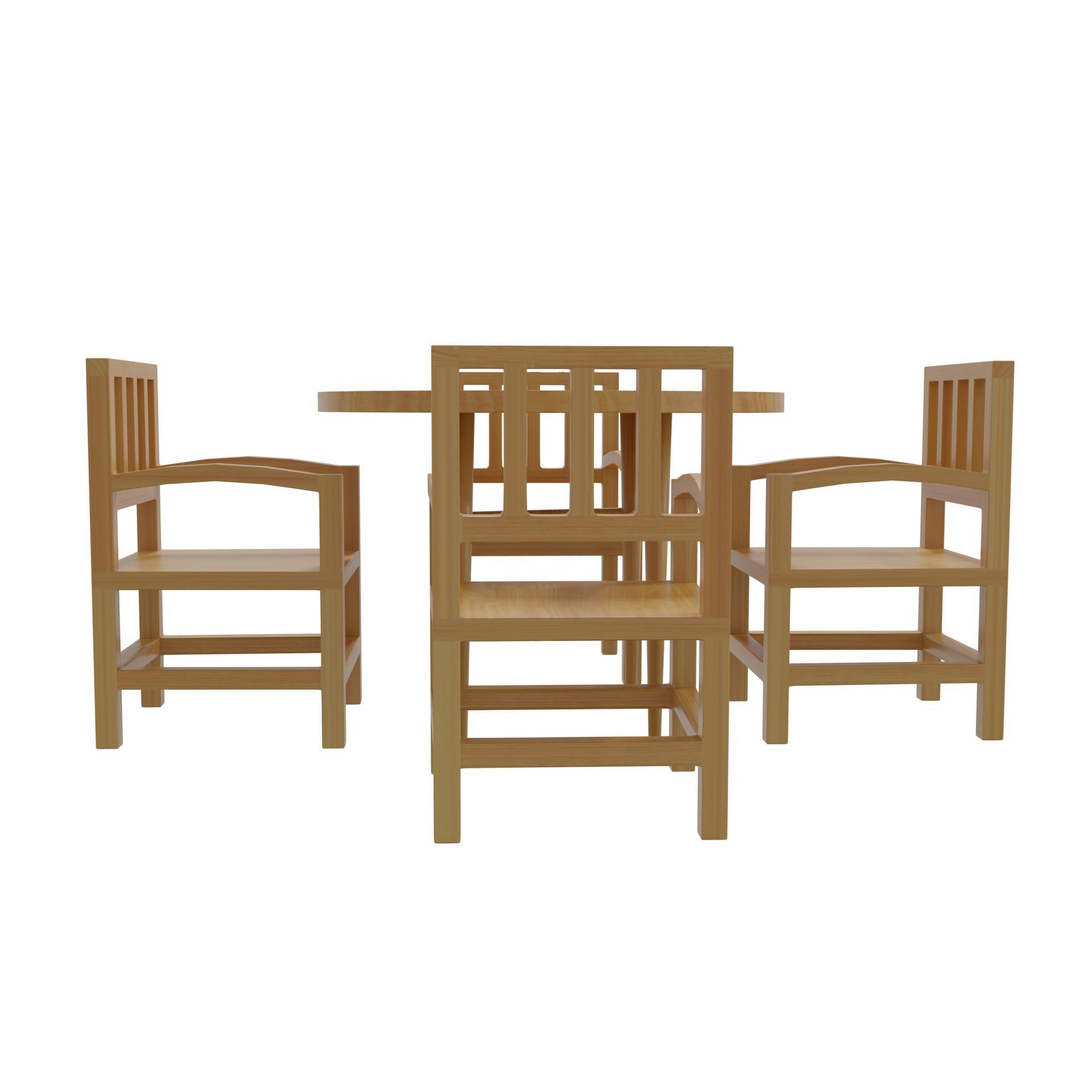 table four chairs and Free low-poly 3D model_3