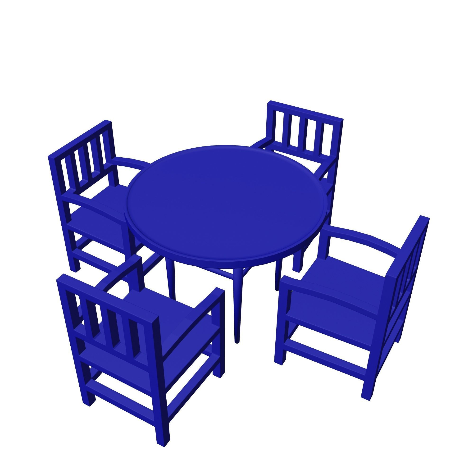 table four chairs and Free low-poly 3D model_4