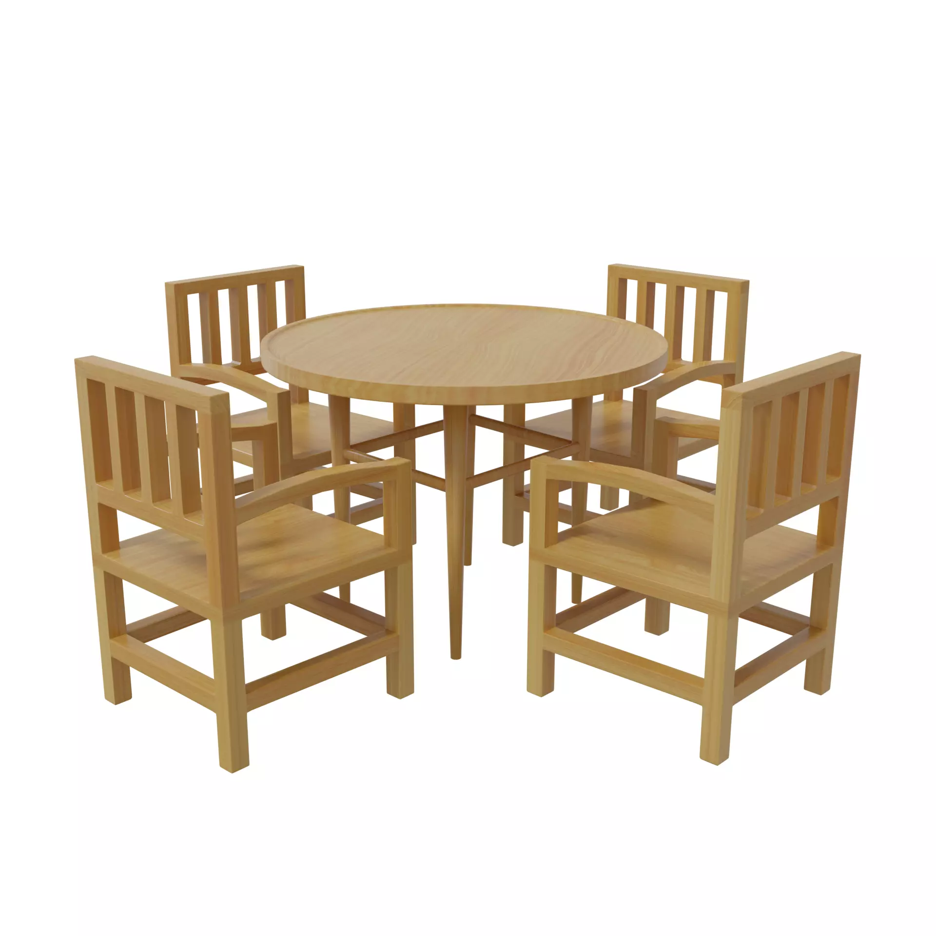 table four chairs and Free low-poly 3D model_0
