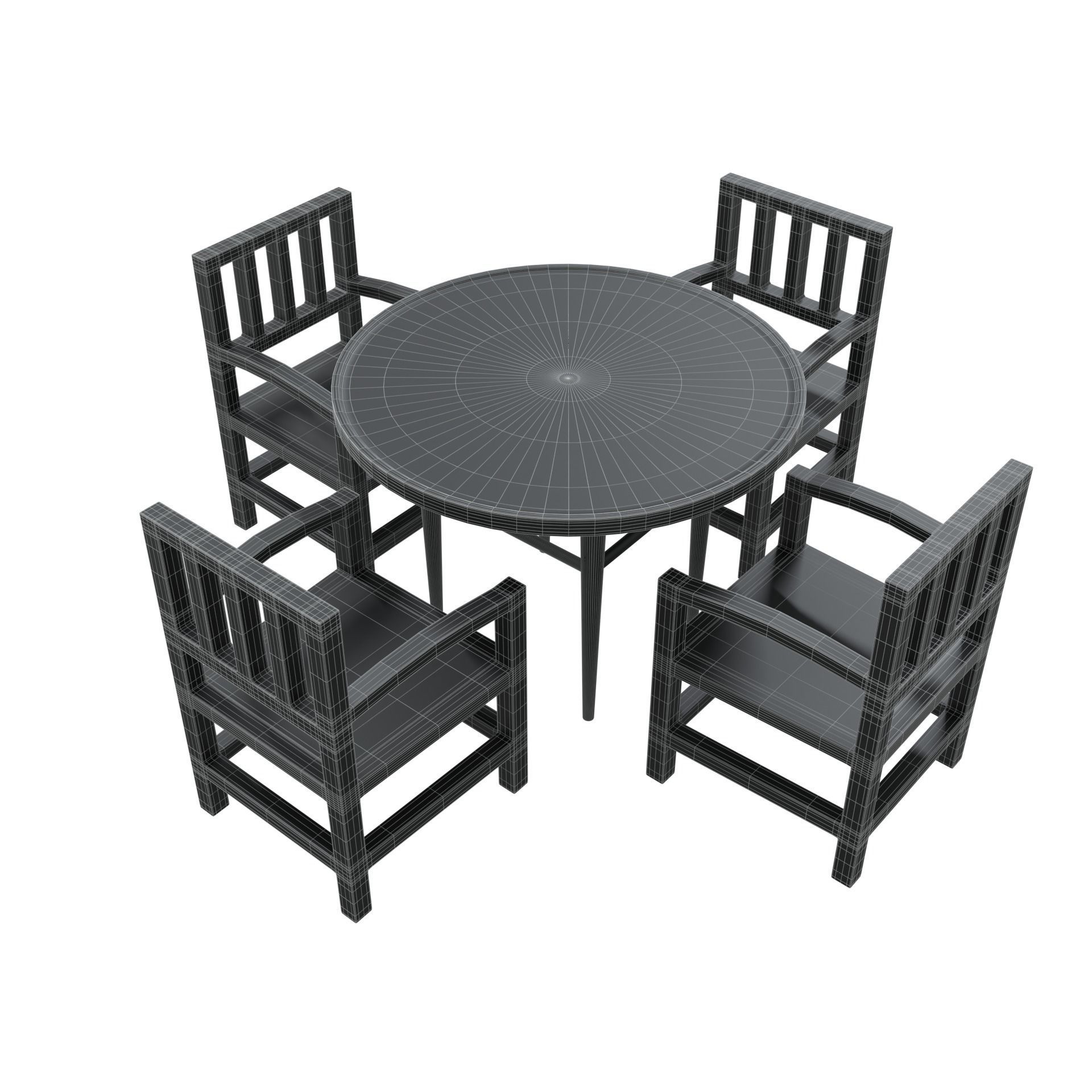 table four chairs and Free low-poly 3D model_8
