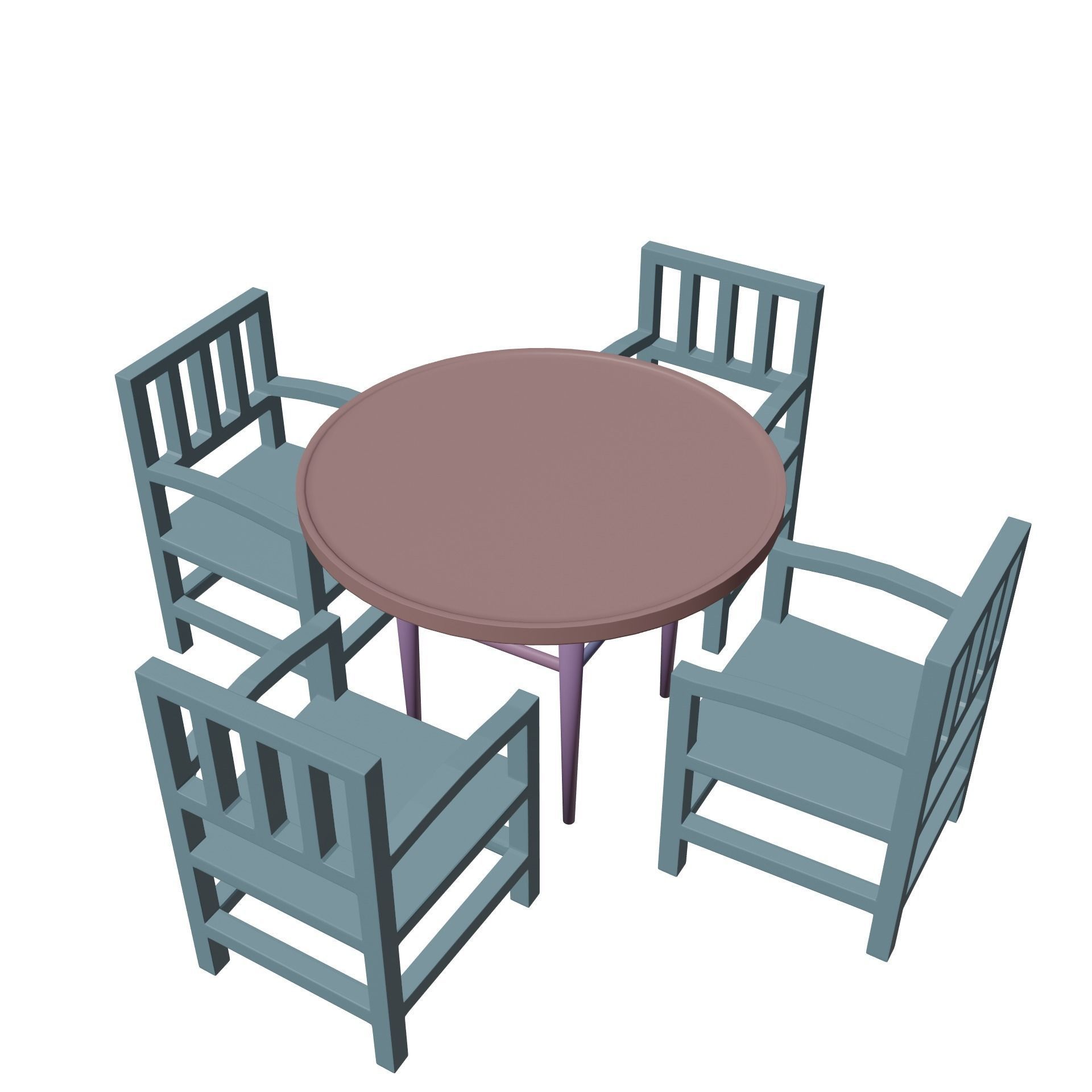 table four chairs and Free low-poly 3D model_5