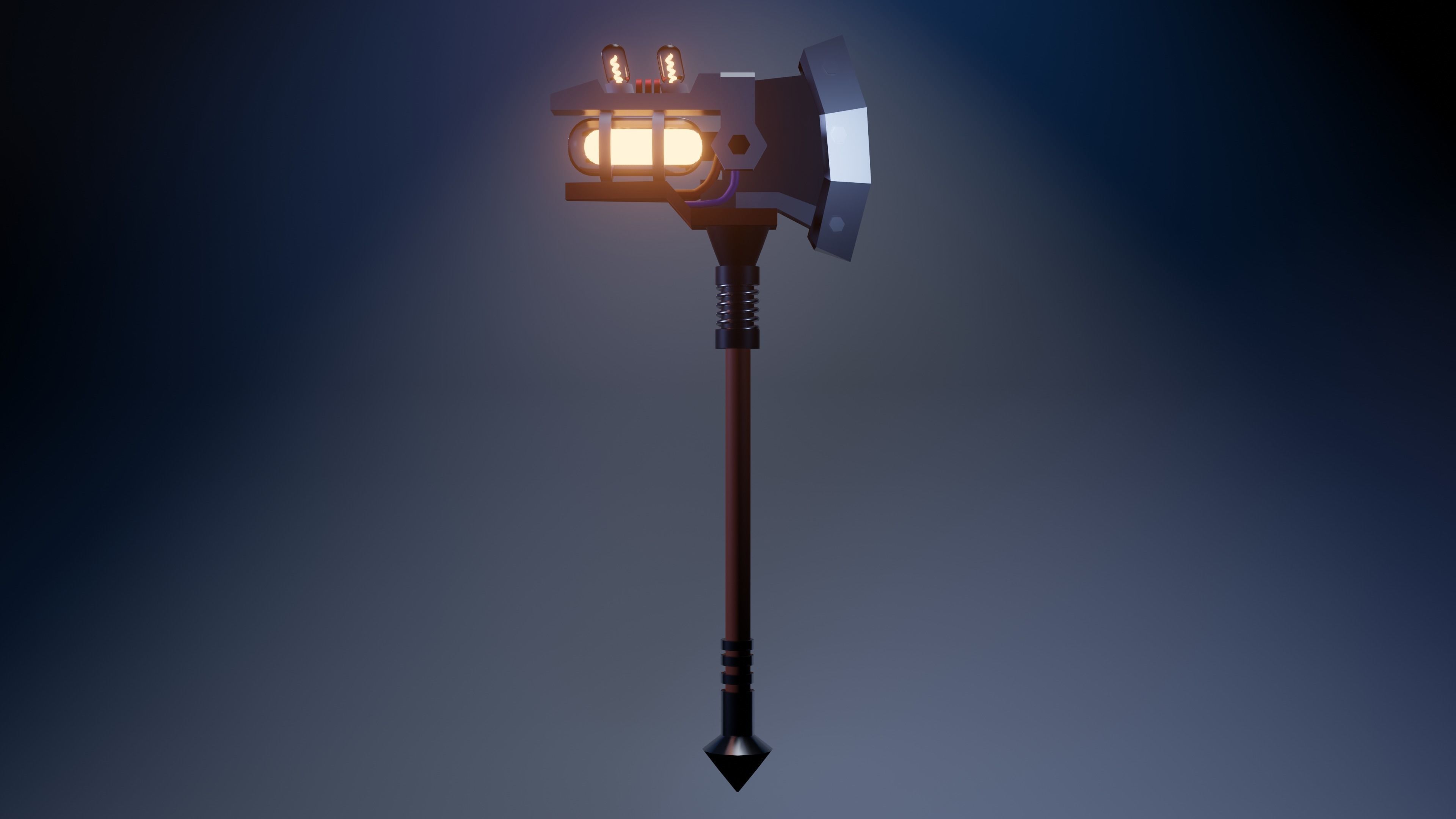 Plasma Axe Low-poly 3D model_1