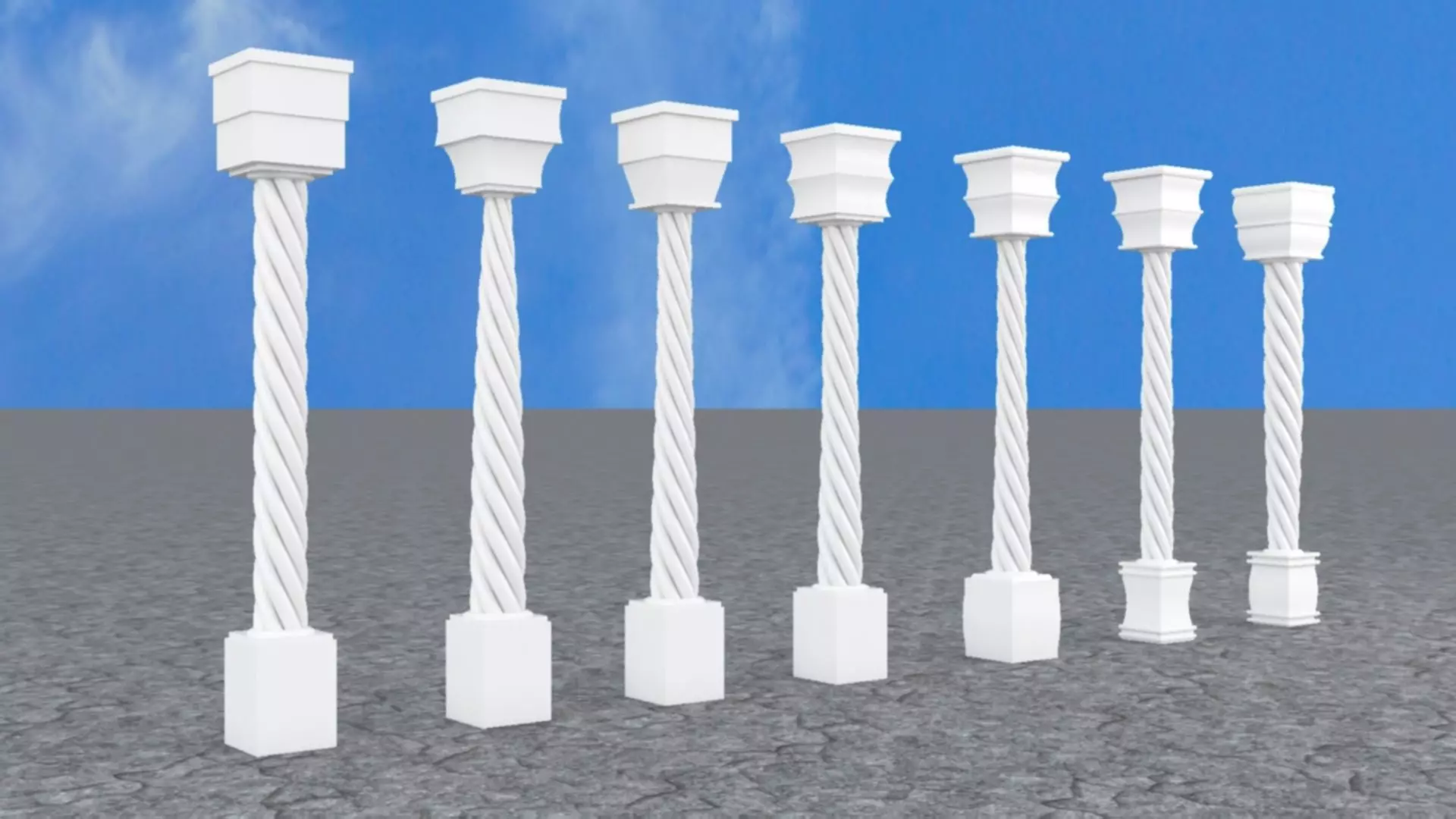 Pillar with Box and Cylinder using Taper and Twist Modifier 3D model_0