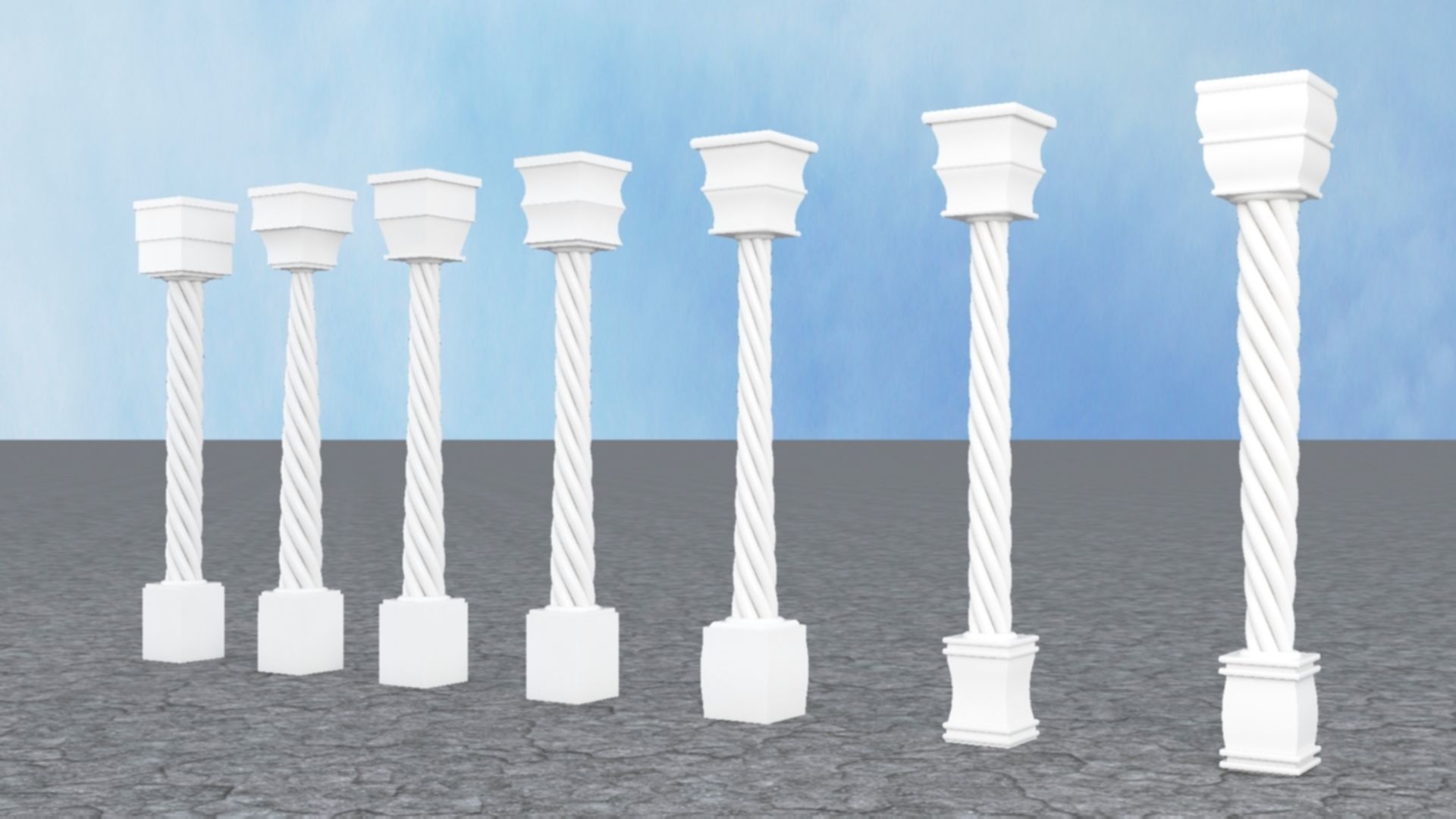 Pillar with Box and Cylinder using Taper and Twist Modifier 3D model_2