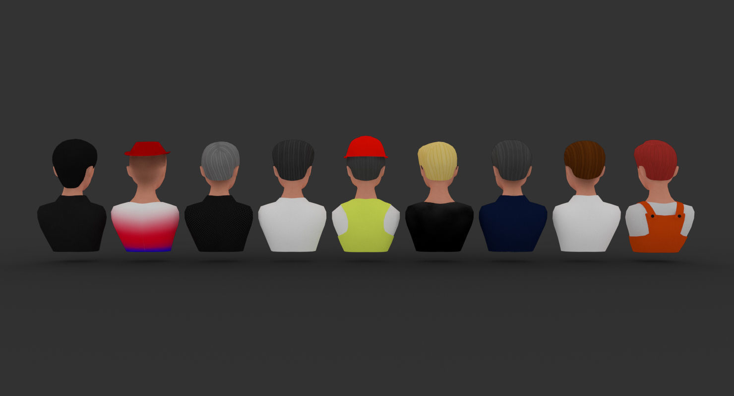 Nine VR male characters avatar Low-poly 3D model_21