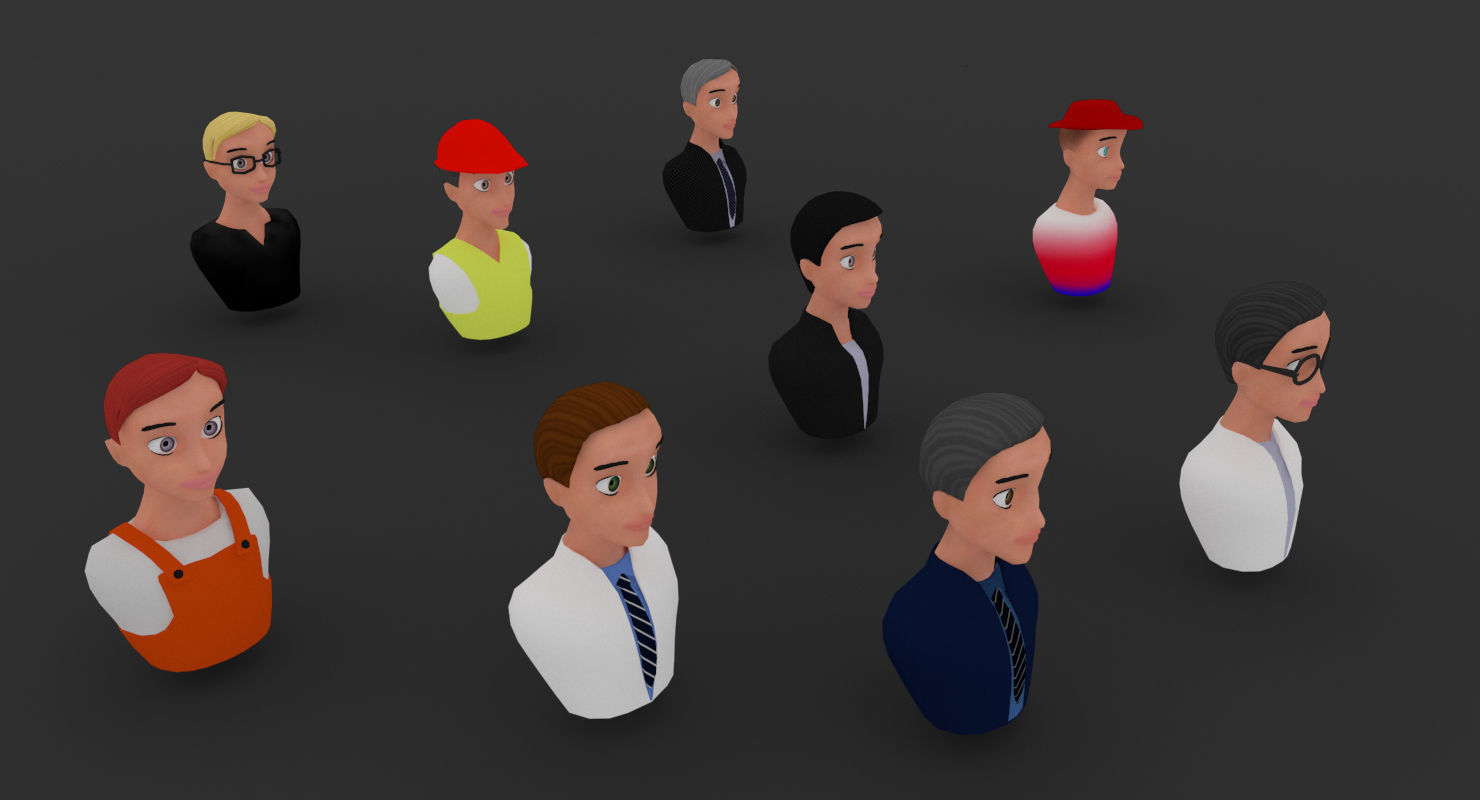 Nine VR male characters avatar Low-poly 3D model_19