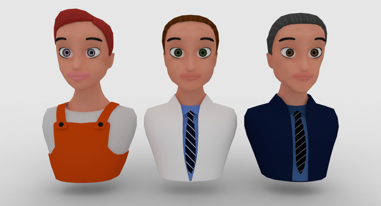 Nine VR male characters avatar Low-poly 3D model_14