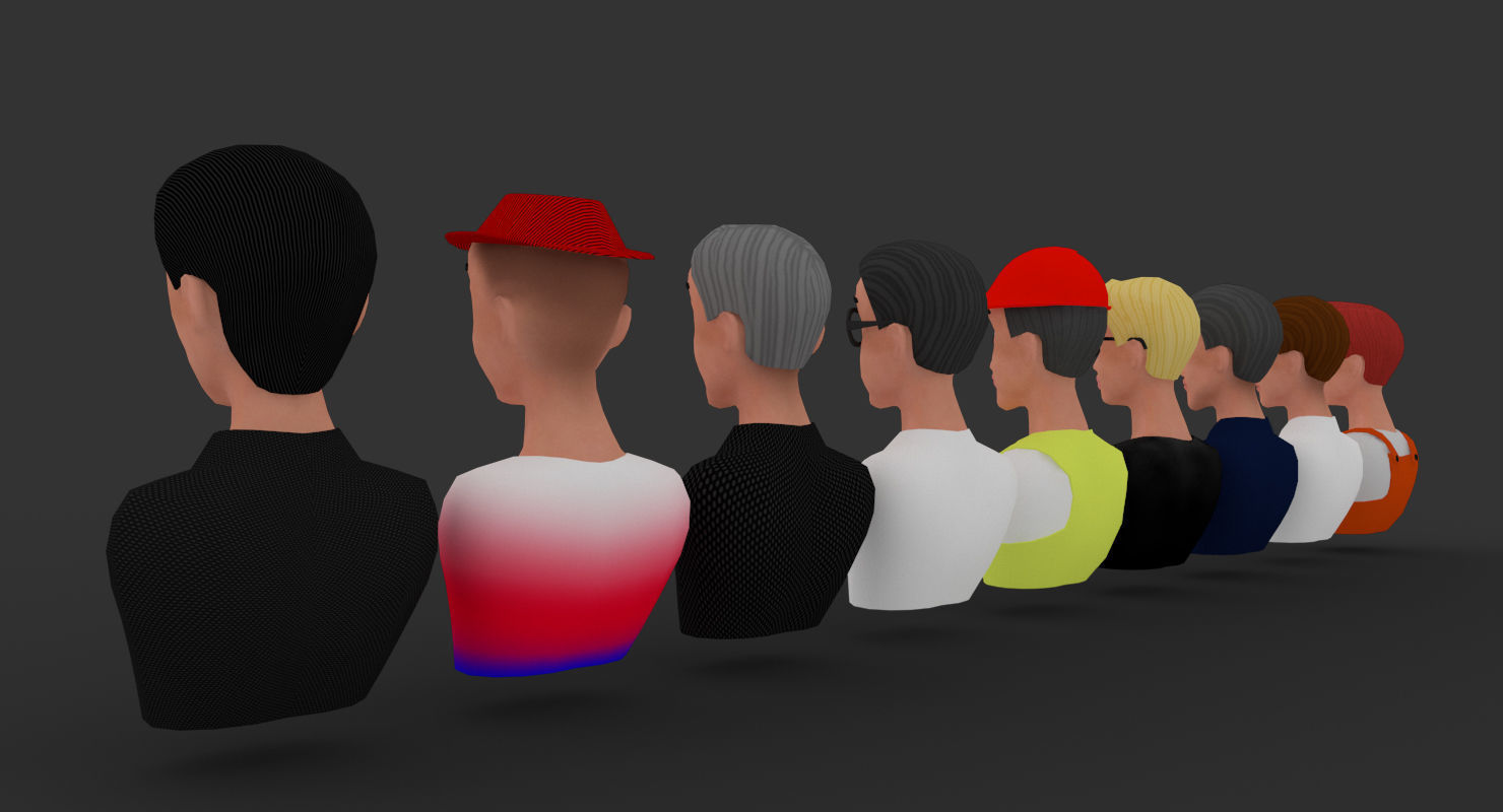 Nine VR male characters avatar Low-poly 3D model_17