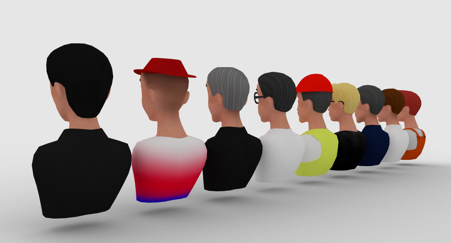 Nine VR male characters avatar Low-poly 3D model_16