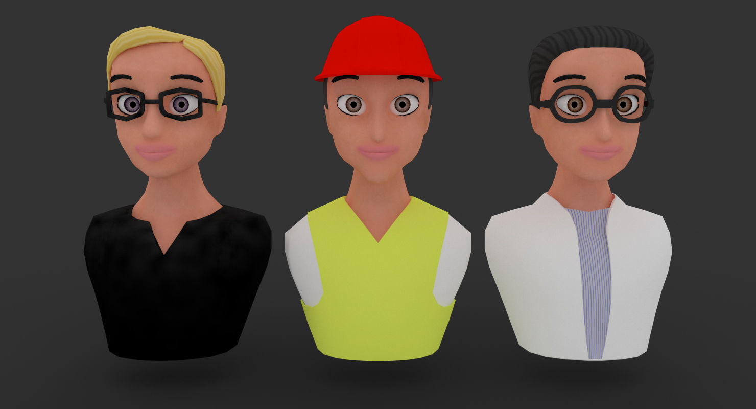 Nine VR male characters avatar Low-poly 3D model_11