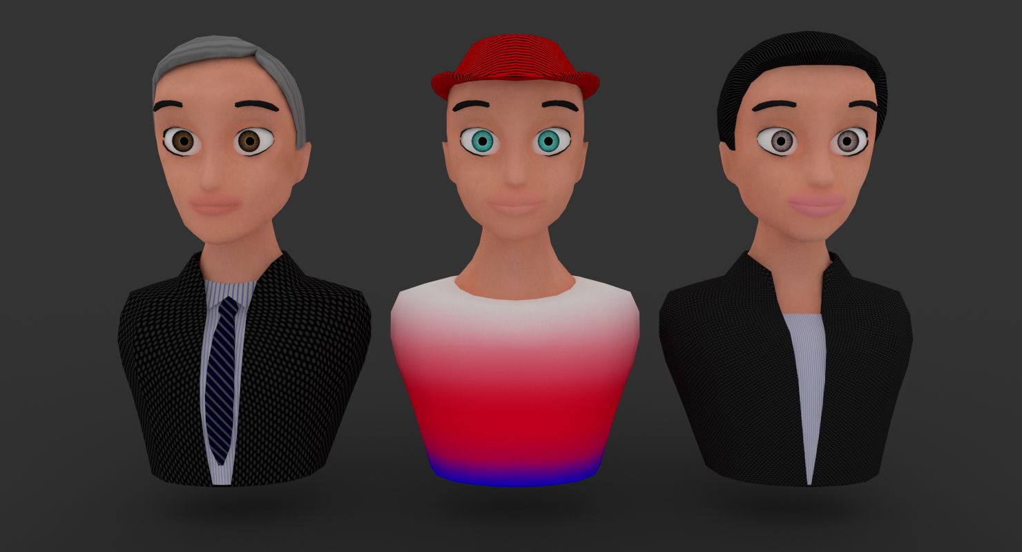 Nine VR male characters avatar Low-poly 3D model_9