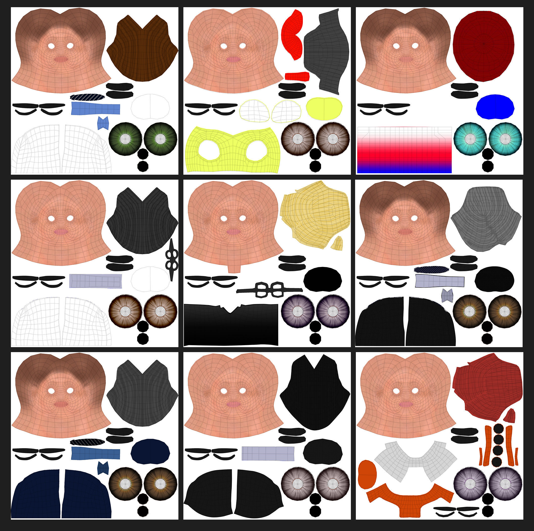 Nine VR male characters avatar Low-poly 3D model_29