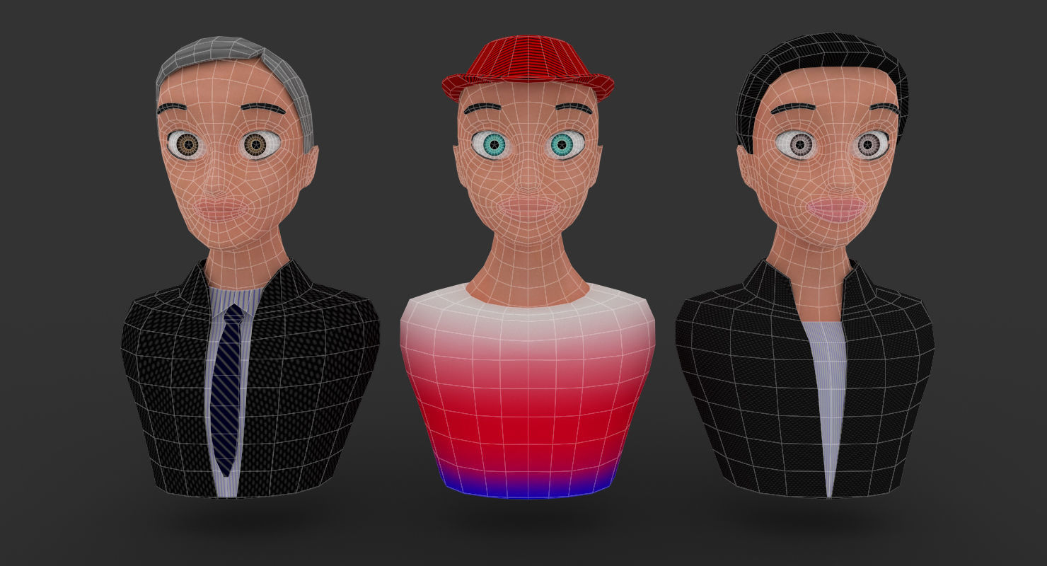 Nine VR male characters avatar Low-poly 3D model_10
